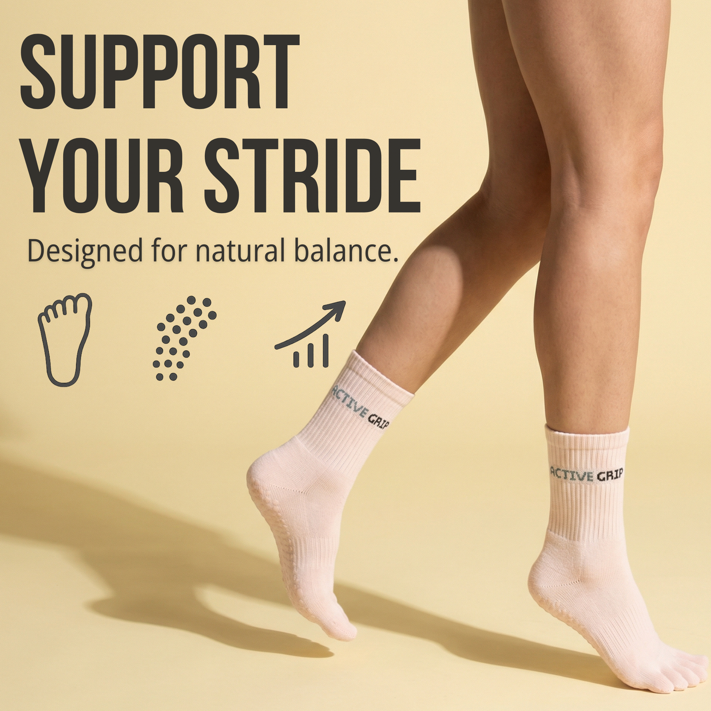 Active Grip Five-Toe Socks