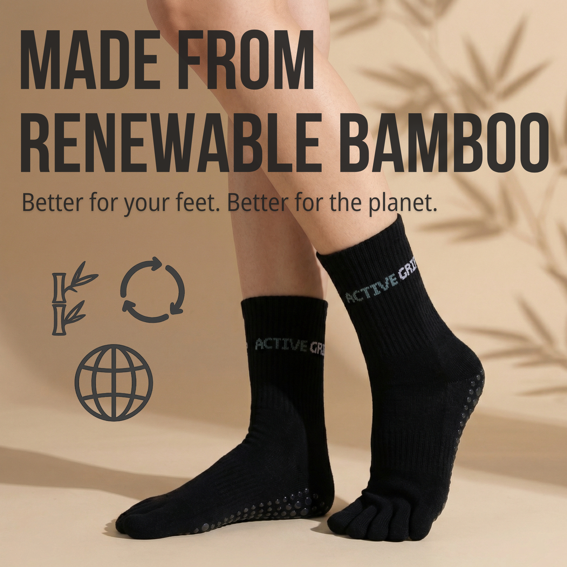 Active Grip Five-Toe Socks